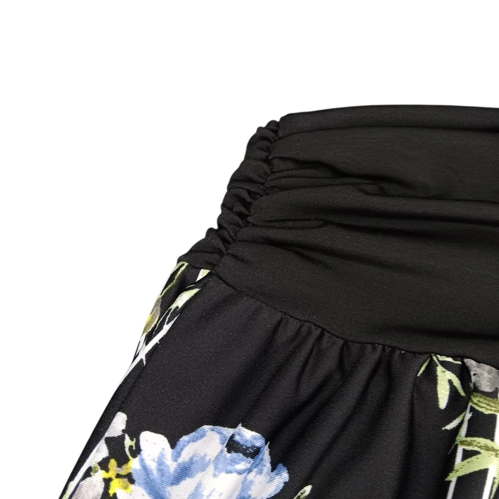 APT 9 Women's Strapless‎ Maxi Skirt XL Black Floral Boho Stretch Summer Pull On